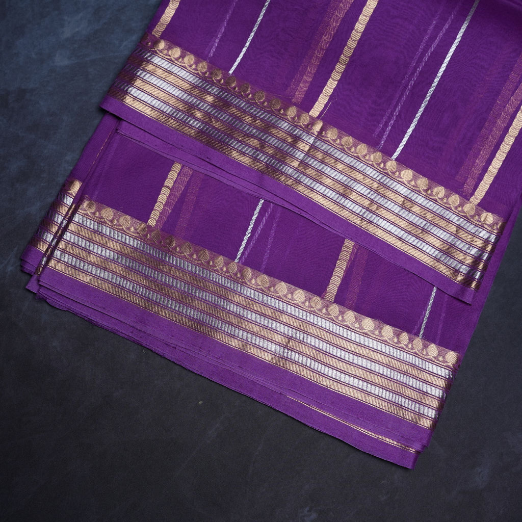 Pure Kora Banarasi Handloom Saree Golden & Silver Zari Weaving With Blouse