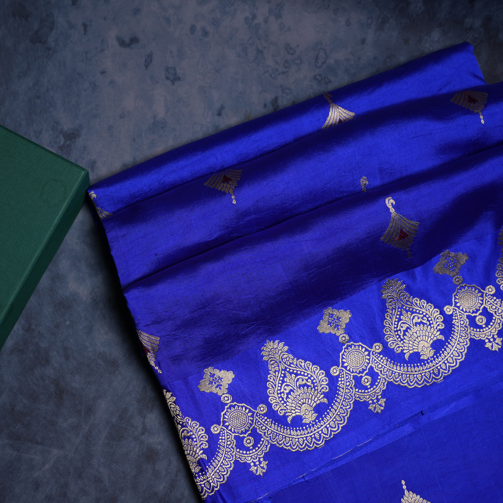 Raw Mango Pure Handloom Banarasi Saree Hand Weave Comes With Blouse 