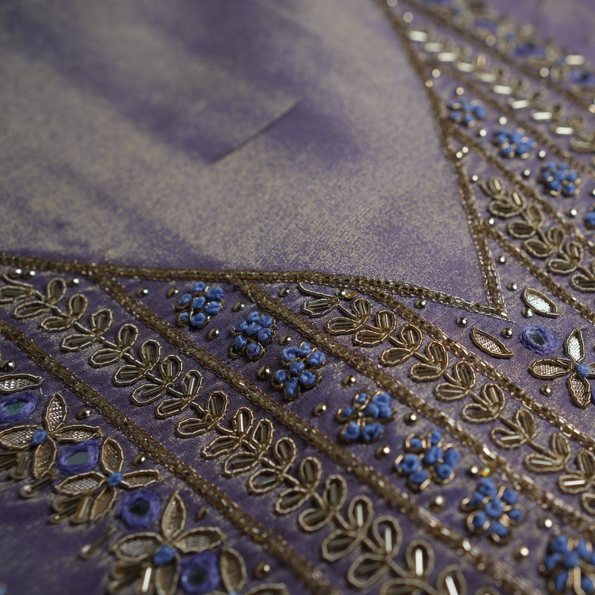 Designer Tissu 3-Piece Suit Set in Lavender with Zari & Sequin Work