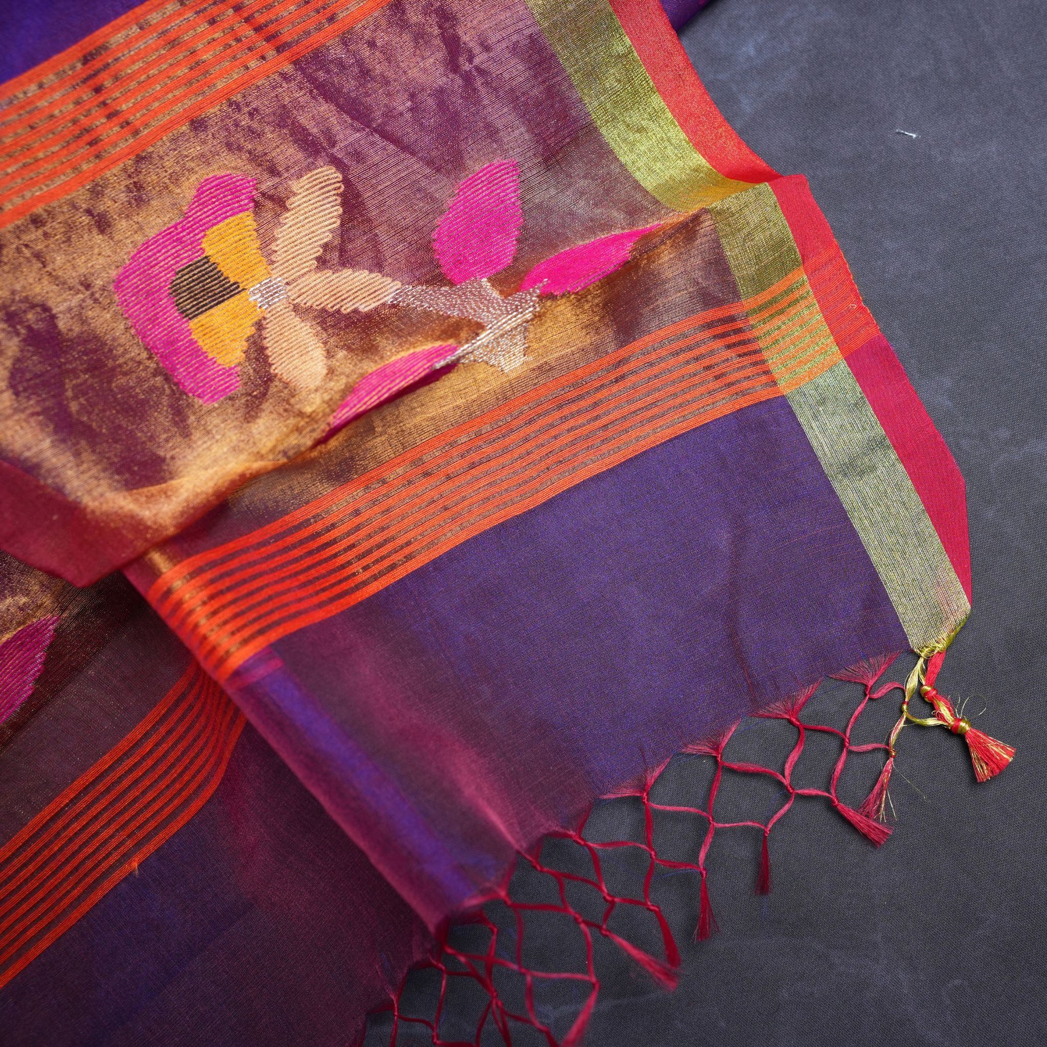 Artisanal Muslin Jamdani 2-Piece Suit Set – Royal Purple