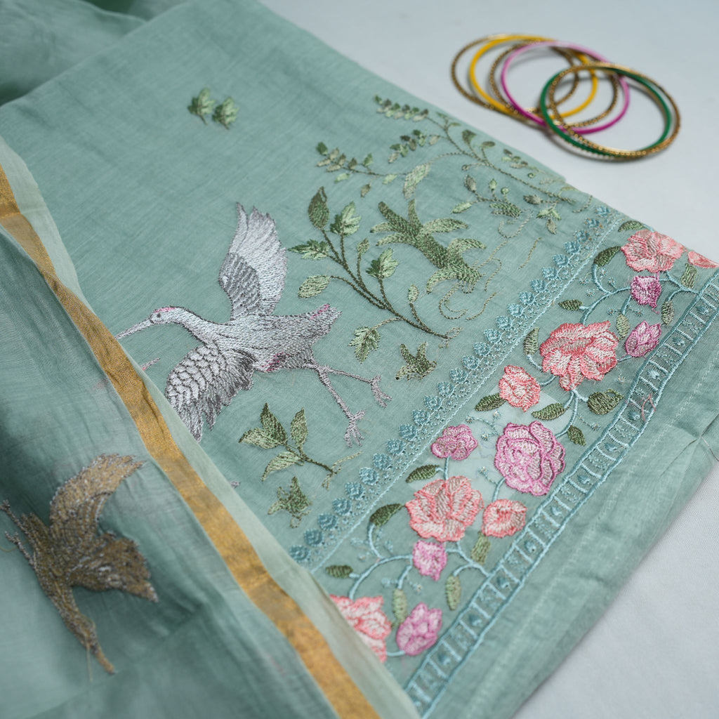 Mint Green Threadwork 3-Piece Suit Set