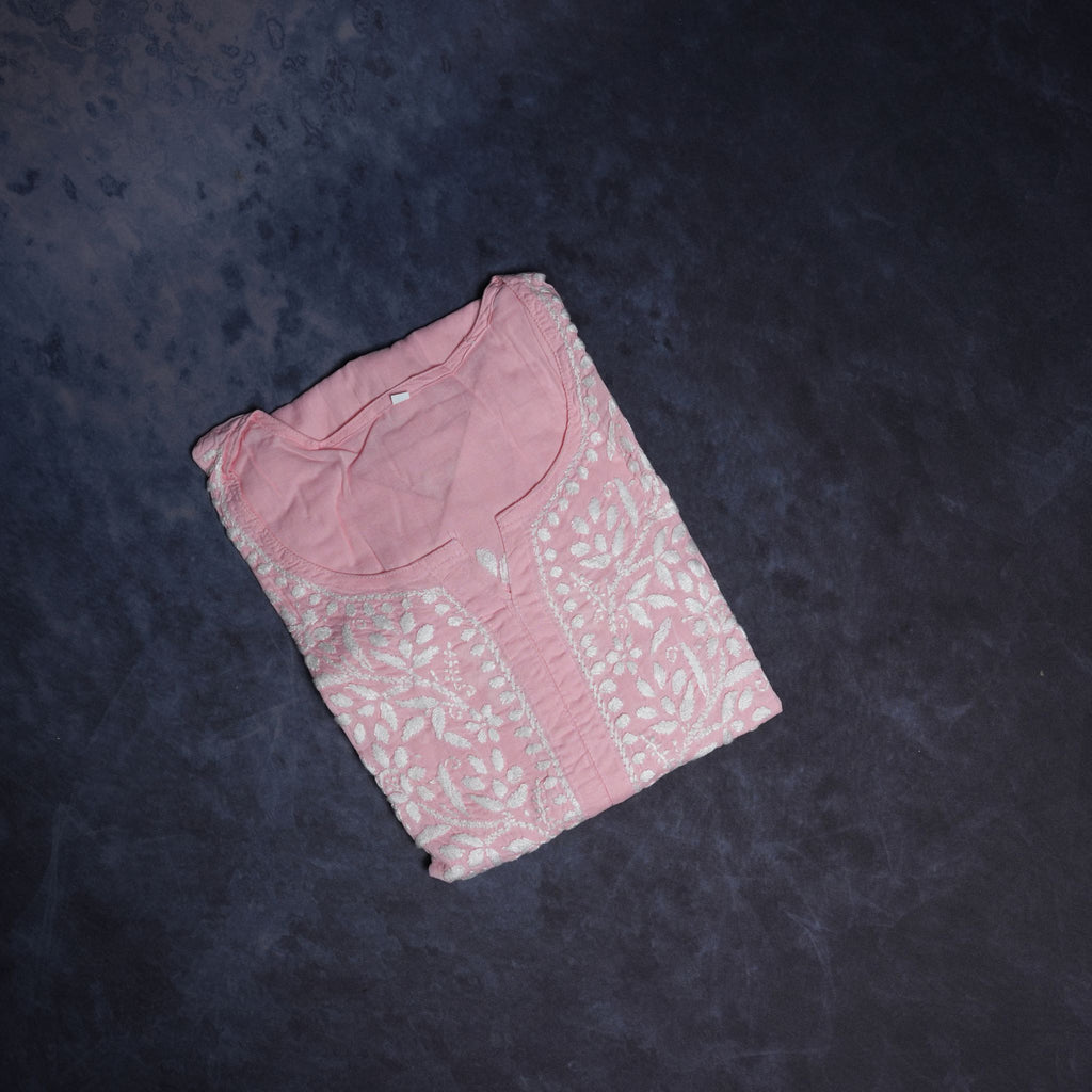 Cotton Lucknowi Chikankari Embroidered Kurti for Women – Lightweight & Comfortable Daily Ethnic Wear