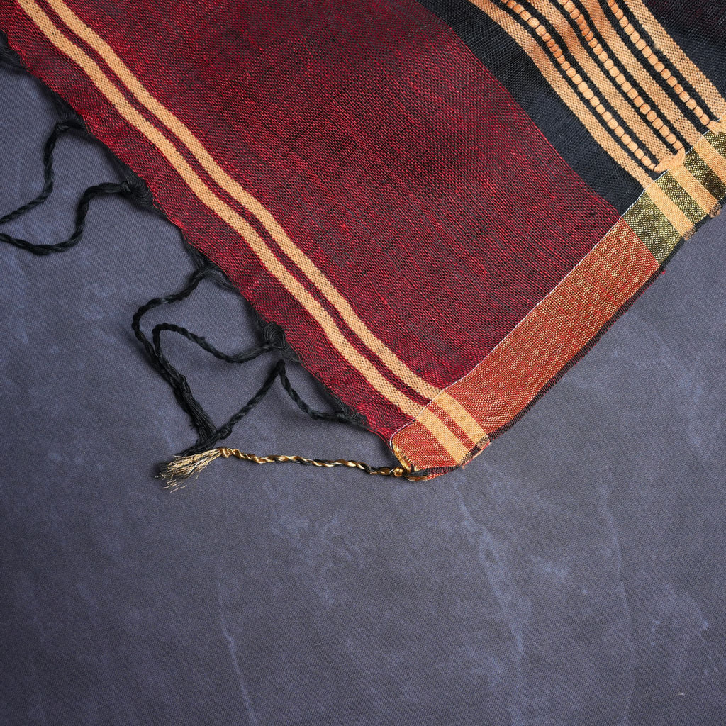 Linen Jamdani Handwoven Suit Set with Contrast Border & Traditional Motifs