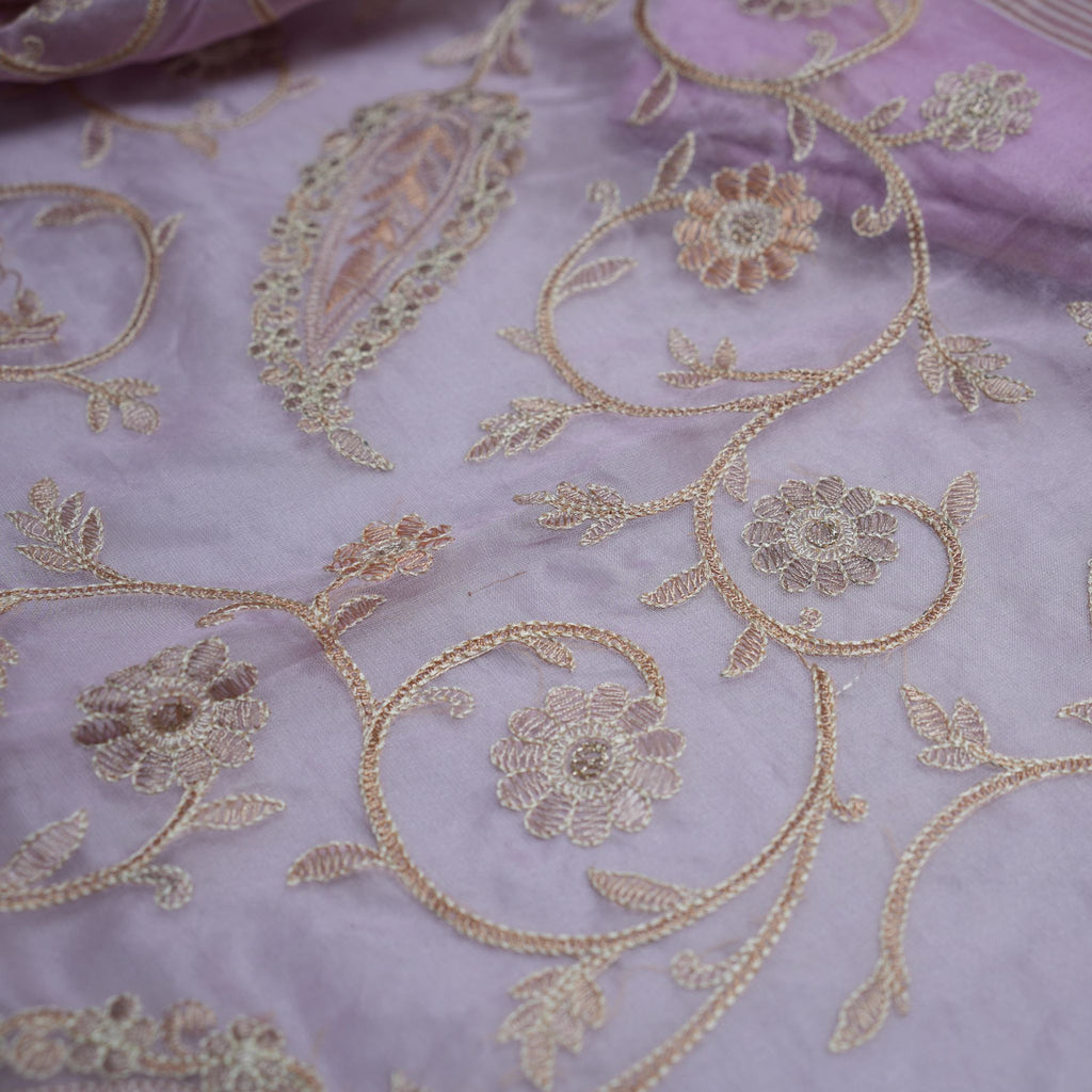 Premium Chanderi Three-Piece Suit with Embroidered Organza Dupatta