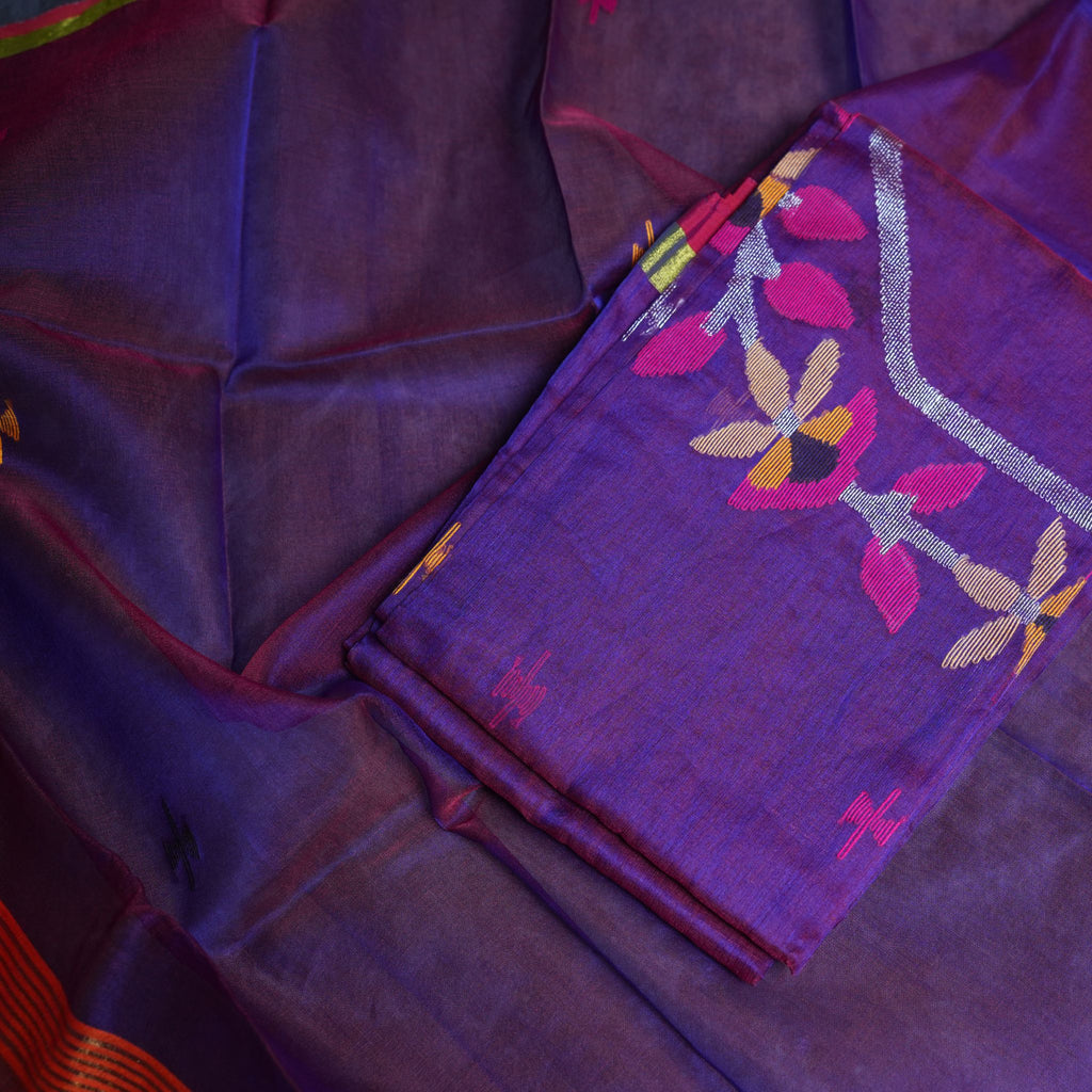 Artisanal Muslin Jamdani 2-Piece Suit Set – Royal Purple