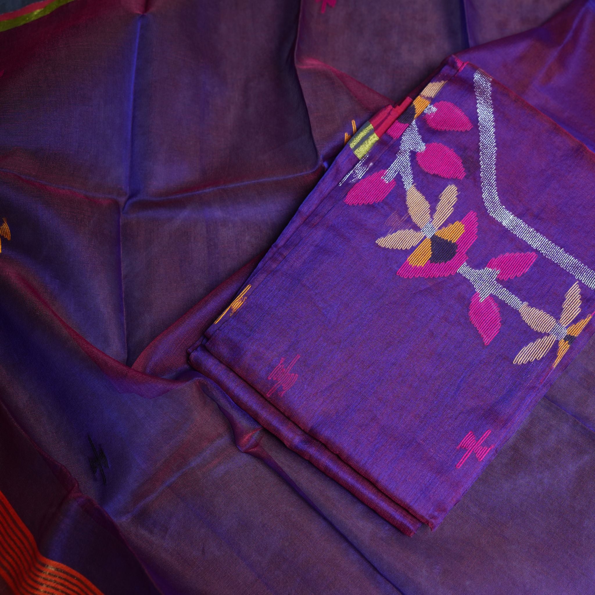 Artisanal Muslin Jamdani 2-Piece Suit Set – Royal Purple