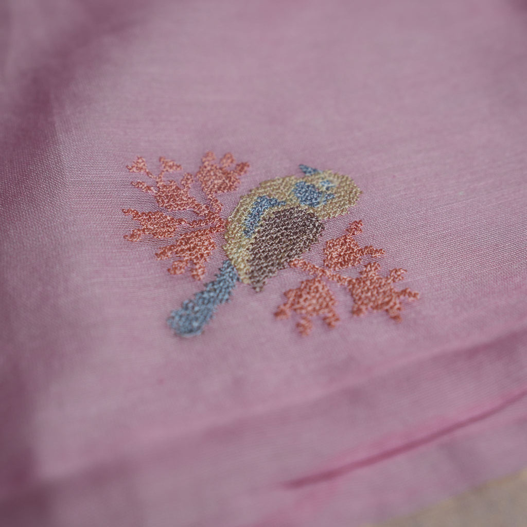 Elegant Pink Chanderi Embroidered Suit – Unstitched 3 Piece