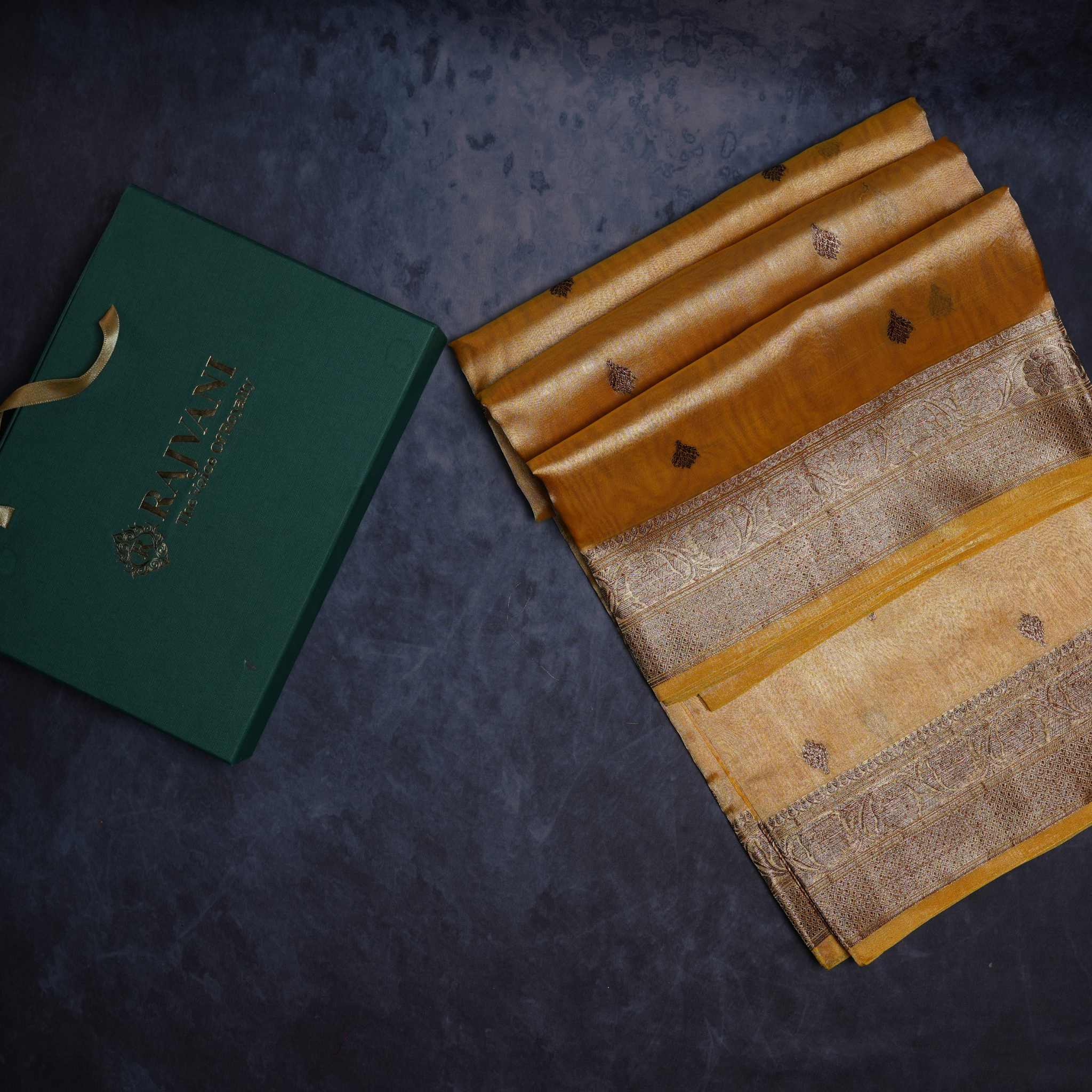 Tissue Banarasi Saree With Antique Zari Wearing With Blouse 