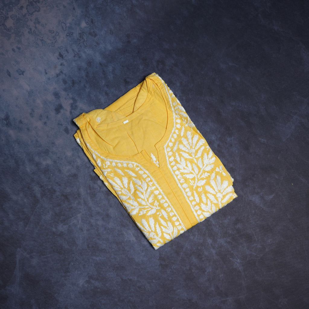 Cotton Lucknowi Chikankari Embroidered Kurti for Women – Lightweight & Comfortable Daily Ethnic Wear