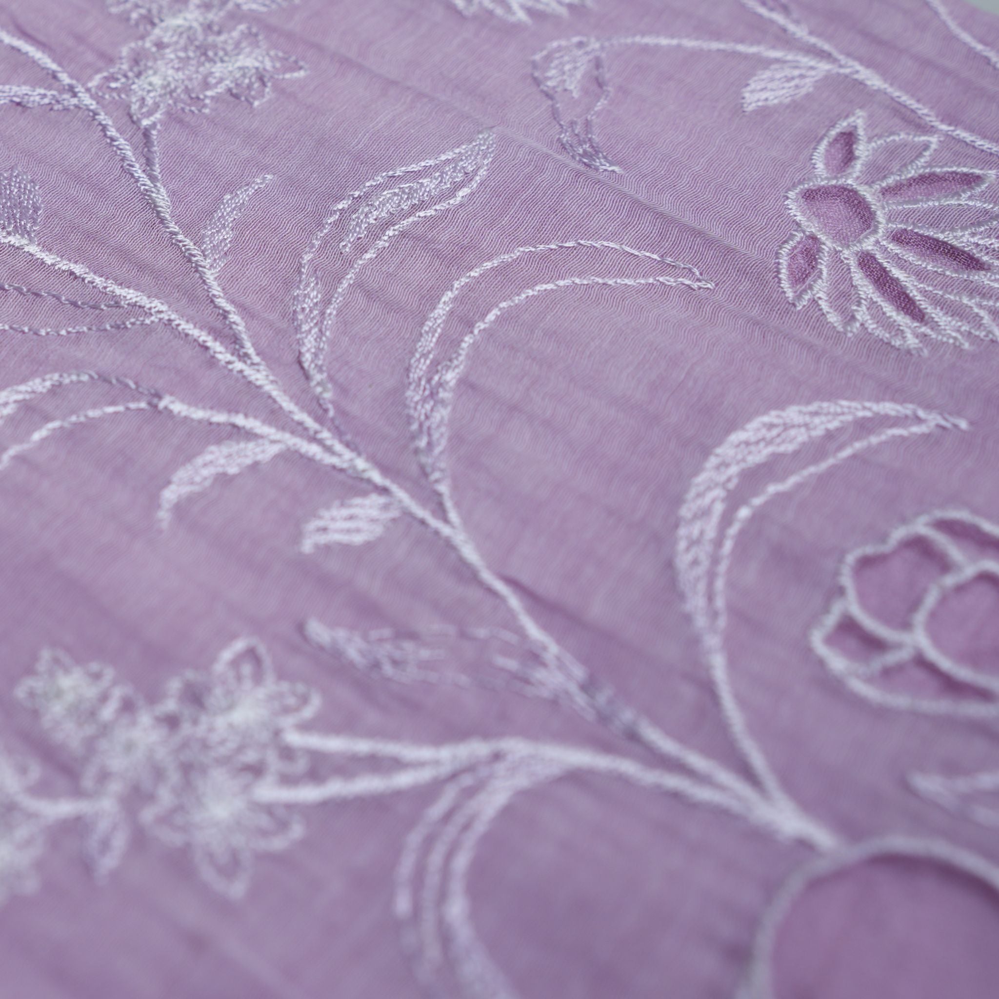 Baby Pink Mul Cotton 3-Piece Suit Set with White Floral & Flamingo Embroidery