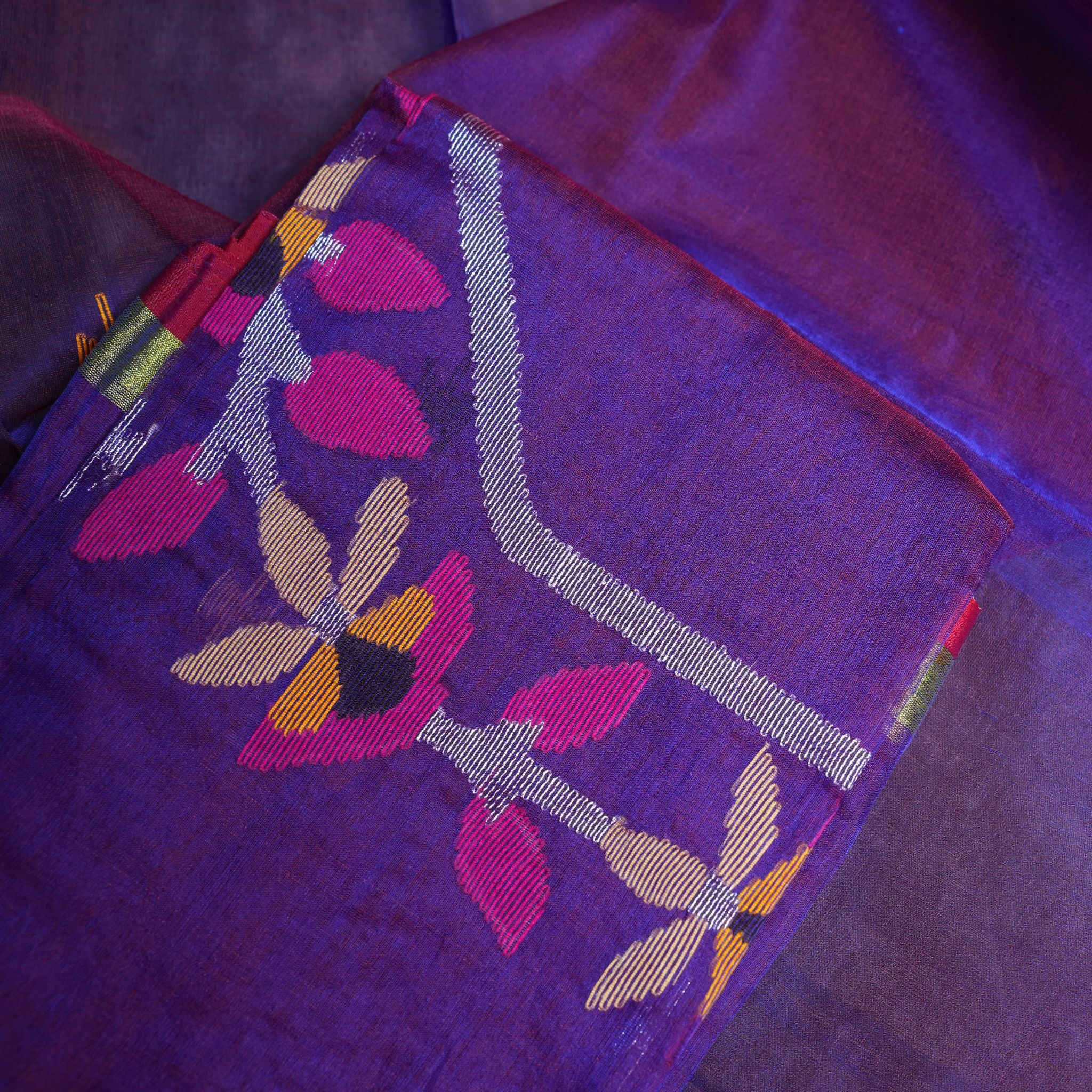 Artisanal Muslin Jamdani 2-Piece Suit Set – Royal Purple