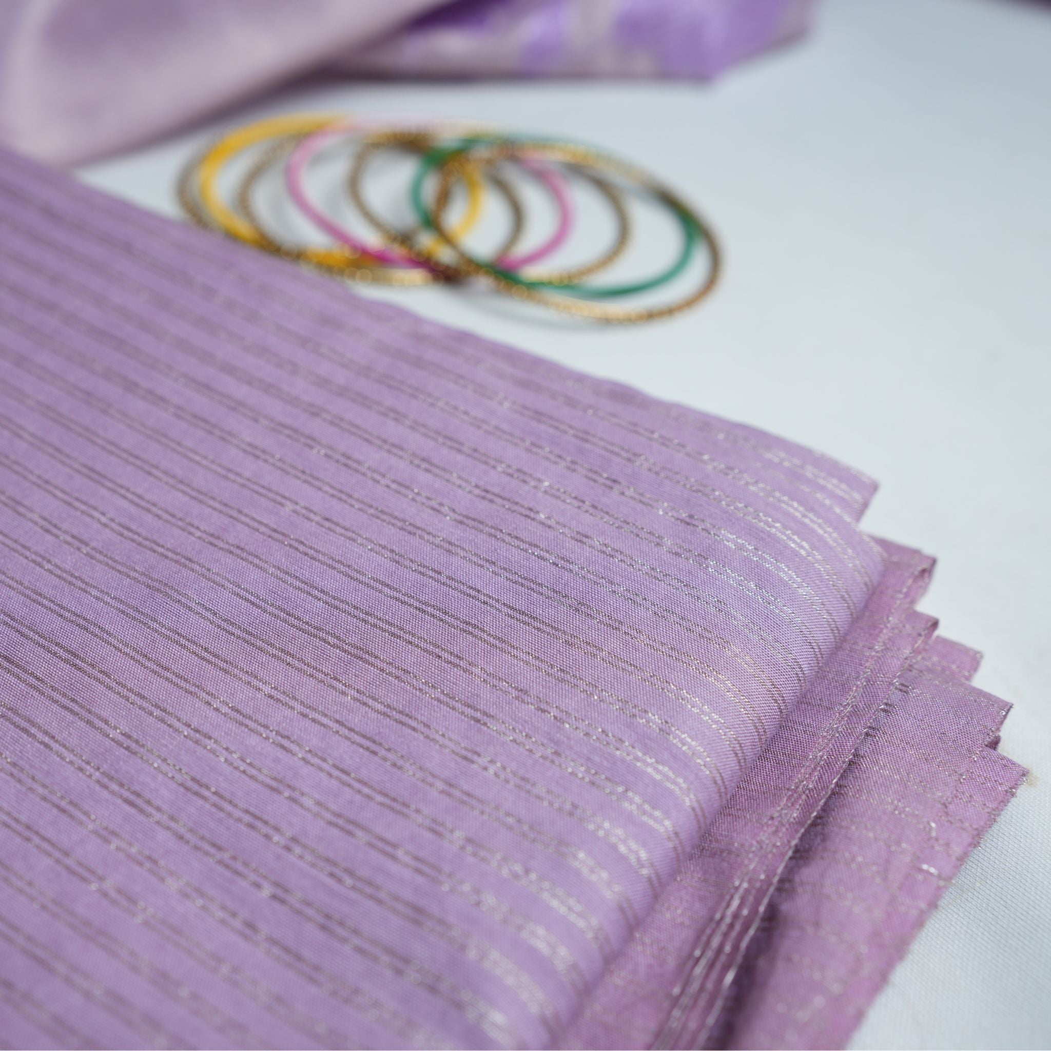 Lavender Tissue 3-Piece Suit Set with Floral Embroidery