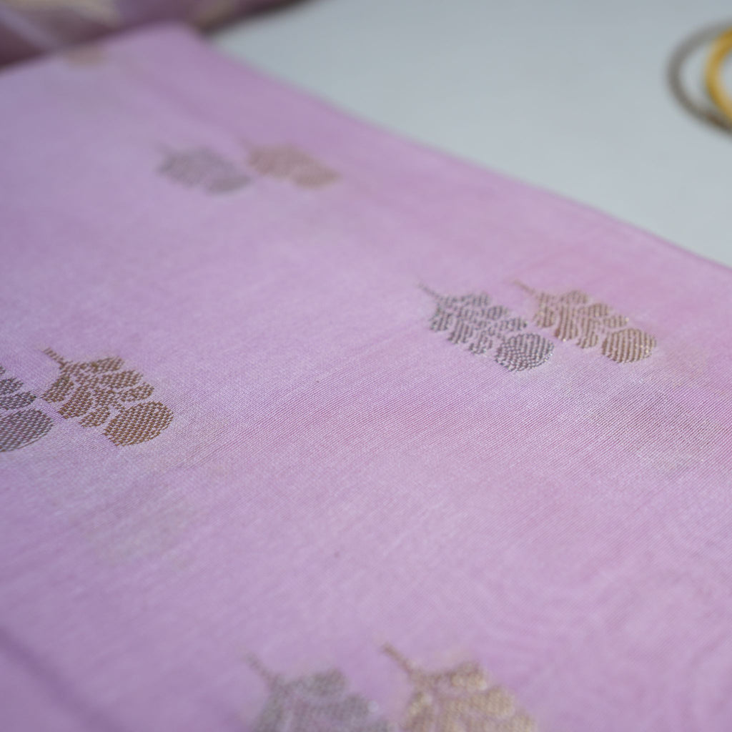 Premium Chanderi Three-Piece Suit with Embroidered Organza Dupatta