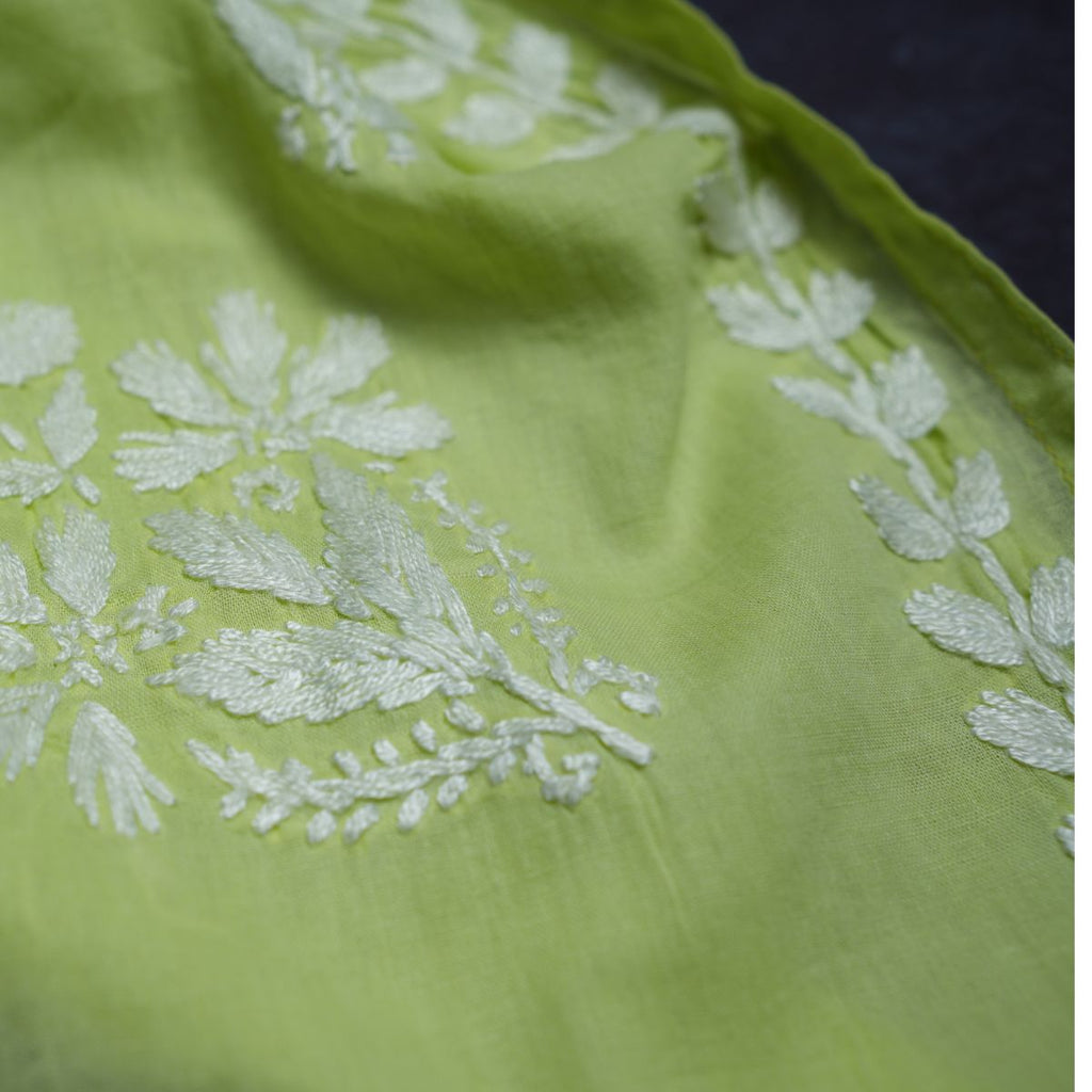 Chikankari Handwork Unstitched Cotton Suit Set with Dupatta