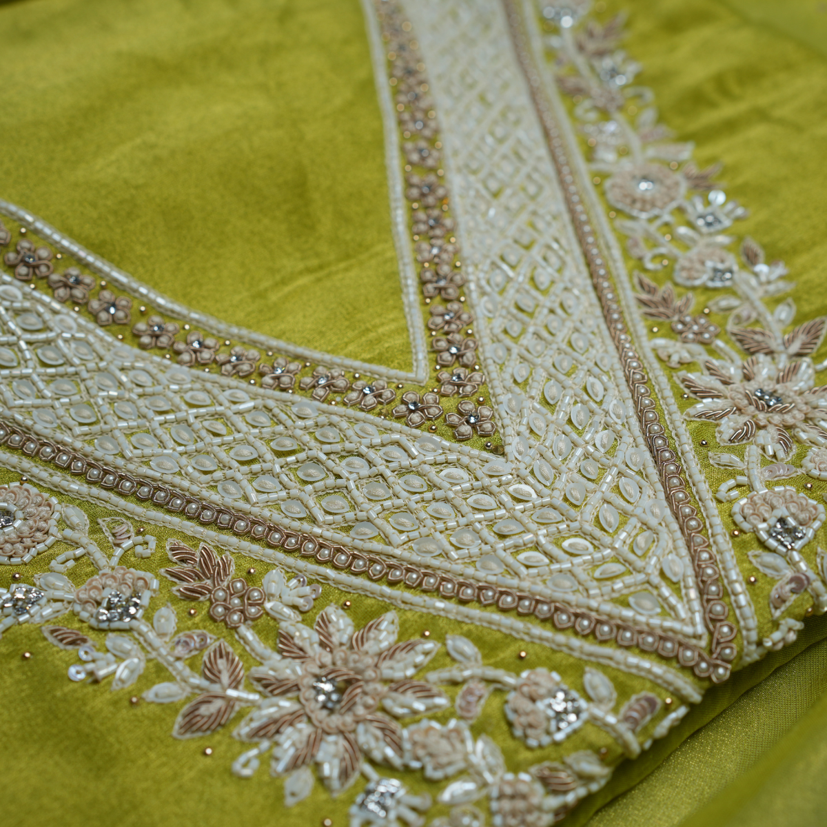 Rajvani Premium Tissue Embroidered 3-Piece Unstitched Suit Set with Tissue Dupatta – Lime Green