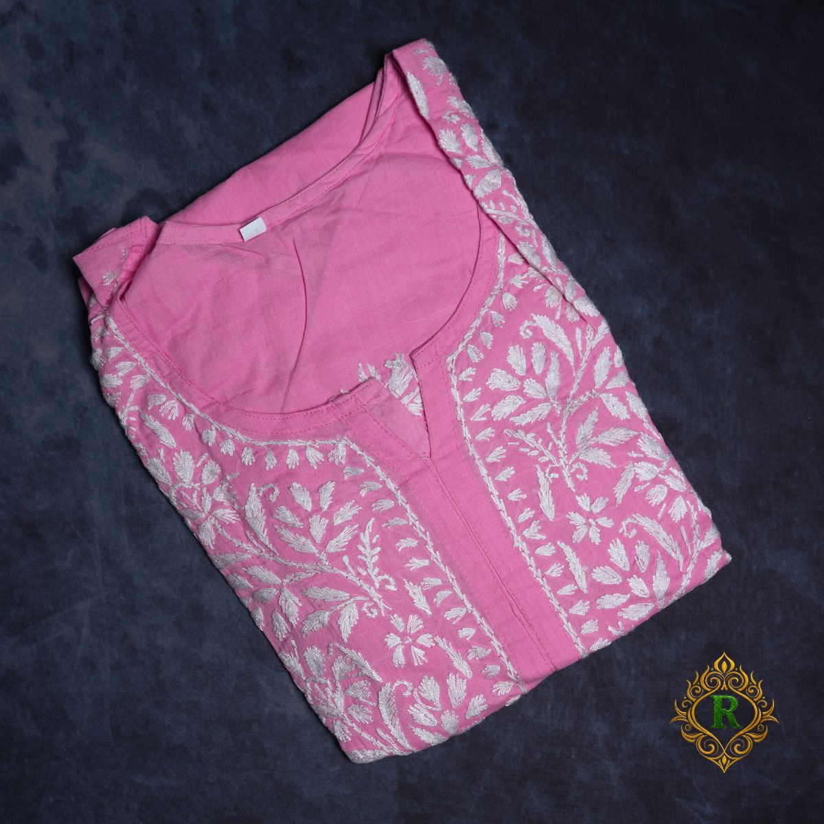 Chikankari Handwork Unstitched Cotton Suit Set with Dupatta