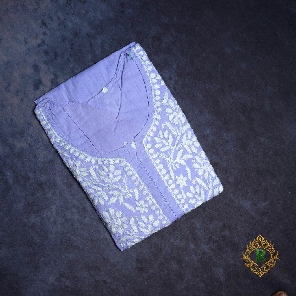 Chikankari Handwork Unstitched Cotton Suit Set with Dupatta