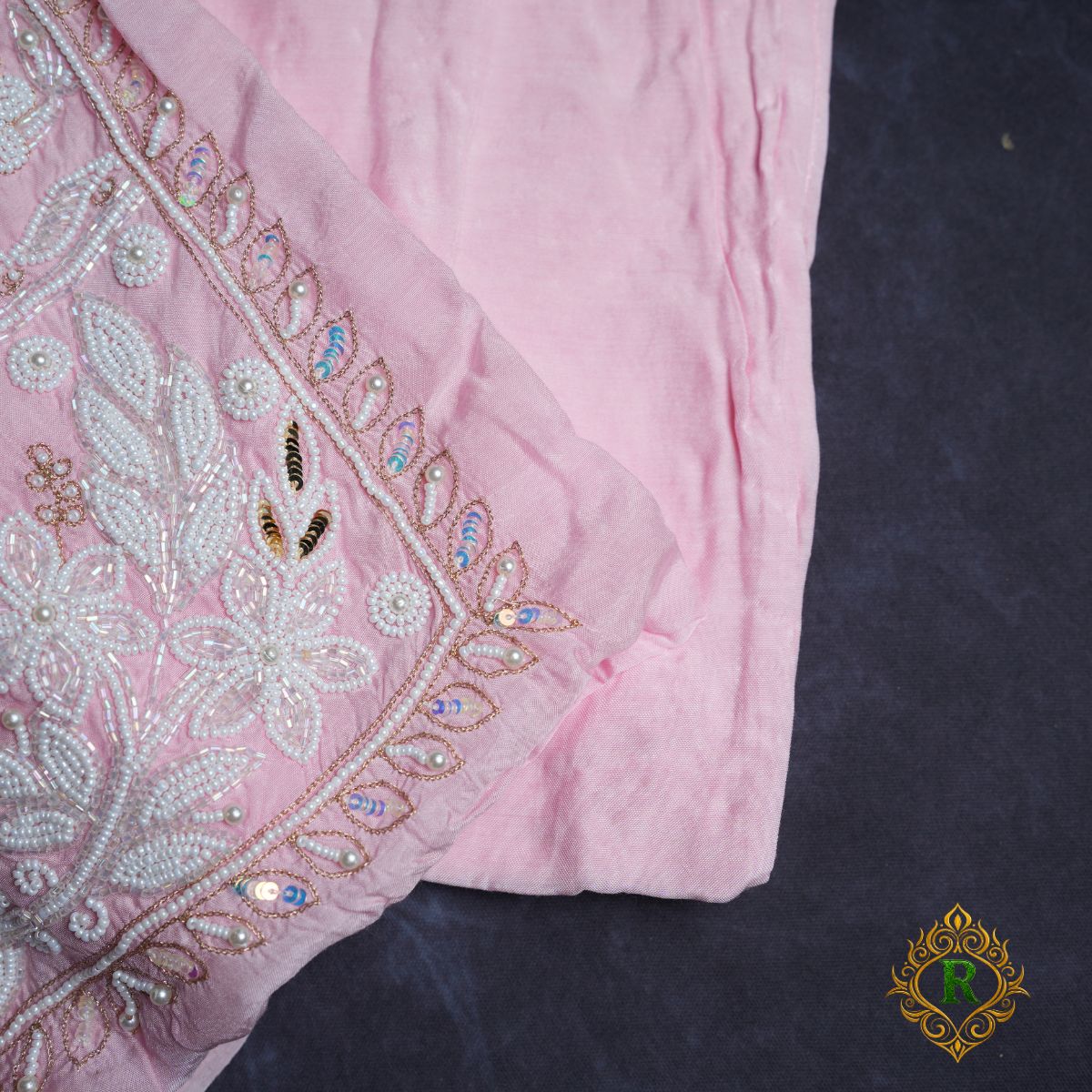 Rajvani Premium Lucknowi Chikankari Handwork 3-Piece Unstitched Suit Set with Dupatta – Blush Pink