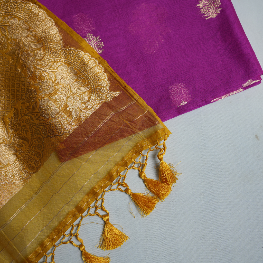 Rajvani Premium Banarasi Handwoven Kora Silk 2-Piece Suit Set with Kadhwa Weave Dupatta – Royal Magenta