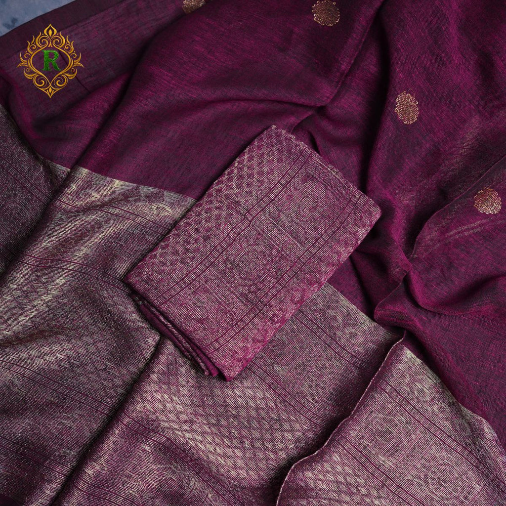 Rajvani Premium Linen 2-Piece Woven Suit Set with Dupatta – Wine Purple