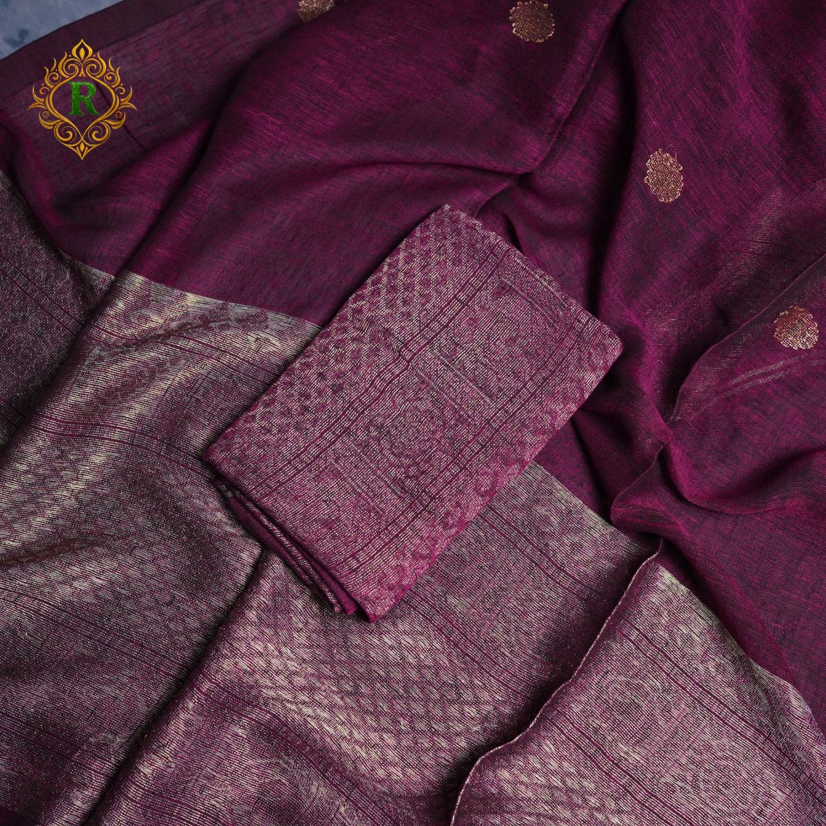 Rajvani Premium Linen 2-Piece Woven Suit Set with Dupatta – Wine Purple